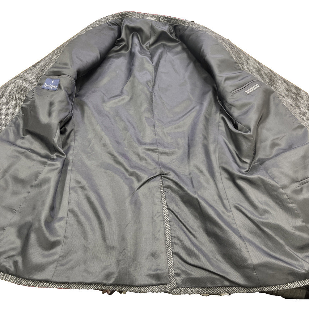 Vintage Barrington Herringbone Tweed Wool Sport Coat Jacket 44L Two Button Gray - Picture 7 of 16